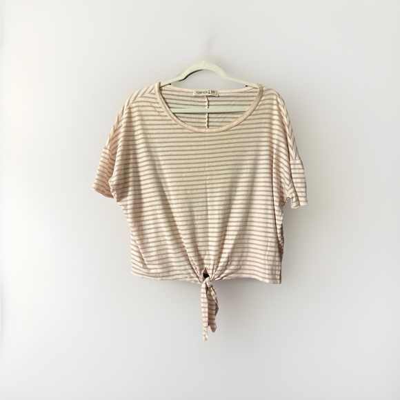 Casual Striped Tie-Front Tee - Picture 1 of 2